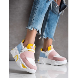 SHELOVET Sneakers colorate sulla piattaforma bianco multicolore 2