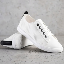 SHELOVET Sneakers Traforate Con Ecopelle bianco 1