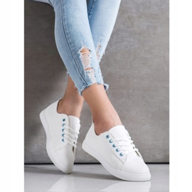 SHELOVET Sneakers Traforate Con Ecopelle bianco 2