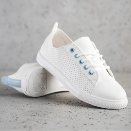 SHELOVET Sneakers Traforate Con Ecopelle bianca 1