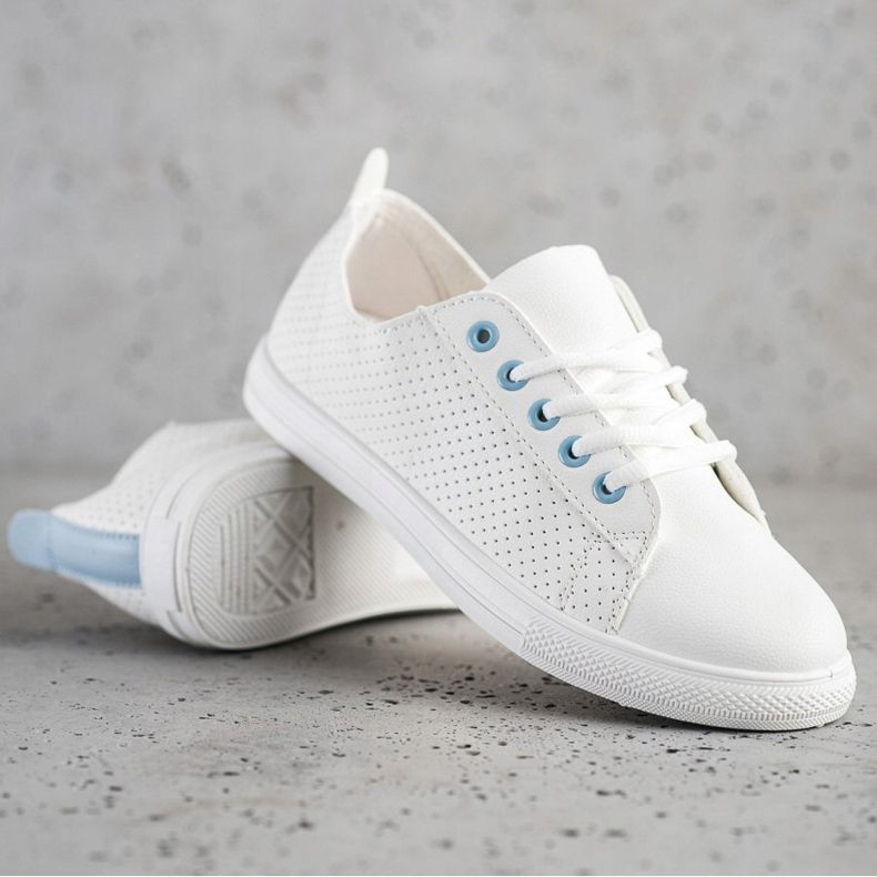 SHELOVET Sneakers Traforate Con Ecopelle bianco 1
