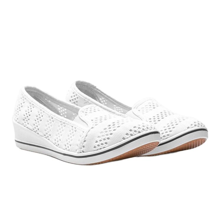 Sneakers bianche con zeppa traforata Los Angeles bianco 1