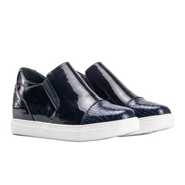 Sneakers laccate blu navy sulla zeppa Yasmin 1