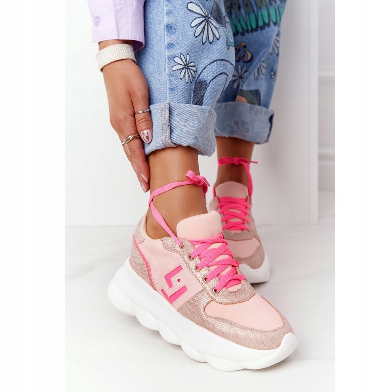 Scarpe sportive da donna sulla piattaforma lu boo pink rosa multicolore 2