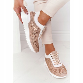 Sneakers Con Zeppa Con Paillettes Lu Boo Beige bianca 1