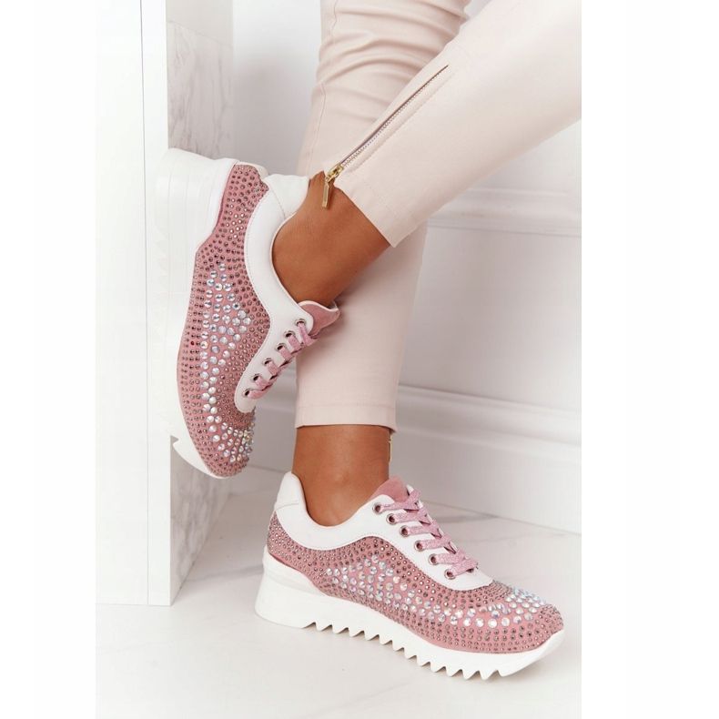 Sneakers Con Zeppa Con Paillettes Lu Boo Rosa 1
