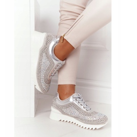 Sneakers Con Zeppa Con Paillettes Lu Boo Argento d'argento 1