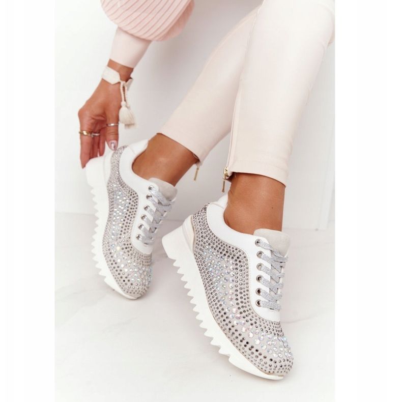 Sneakers Con Zeppa Con Paillettes Lu Boo Grigie grigio 1