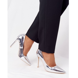 Eleganti Tacchi Alti Laccati Lu Boo Argento 1