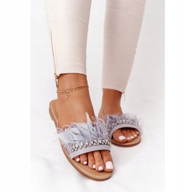 Ciabatte Con Piume Lu Boo Grigie grigio 1