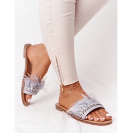 Ciabatte Con Piume Lu Boo Grigie grigio 2