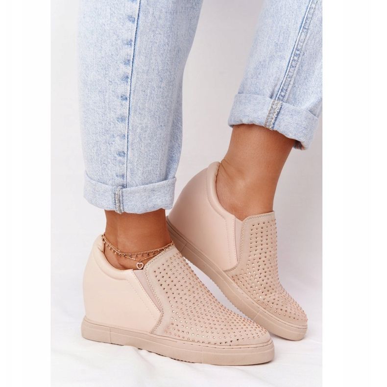 Sneakers Con Zeppa Con Paillettes Lu Boo Beige marrone 2