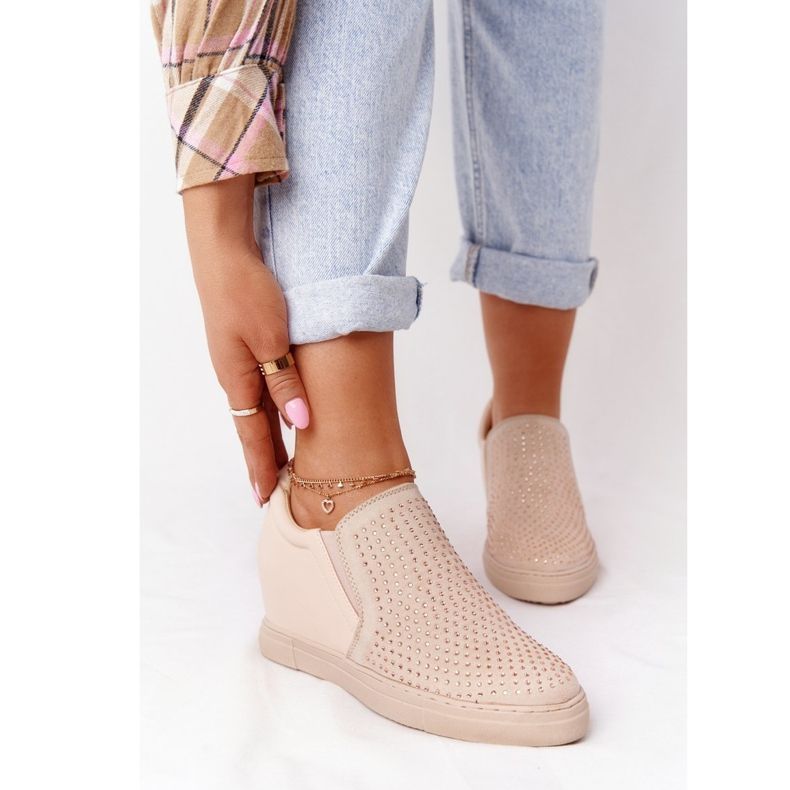 Sneakers Con Zeppa Con Paillettes Lu Boo Beige marrone 1