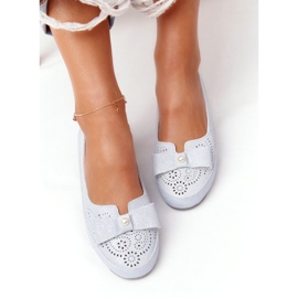 Rio Flore Ballerine Eco-Friendly in Pelle Blu d'argento 3