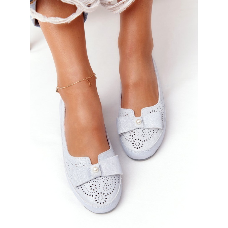 Rio Flore Ballerine Eco-Friendly in Pelle Blu argento 3
