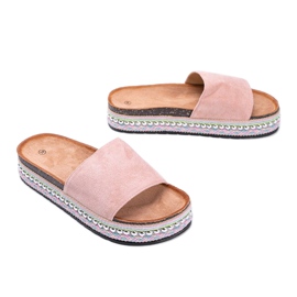 Pantofole rosa con suola Fiore decorativa 1