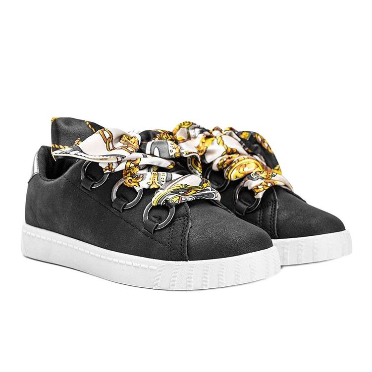 Sneakers nere con bordo in raso di Kisionis nero 1