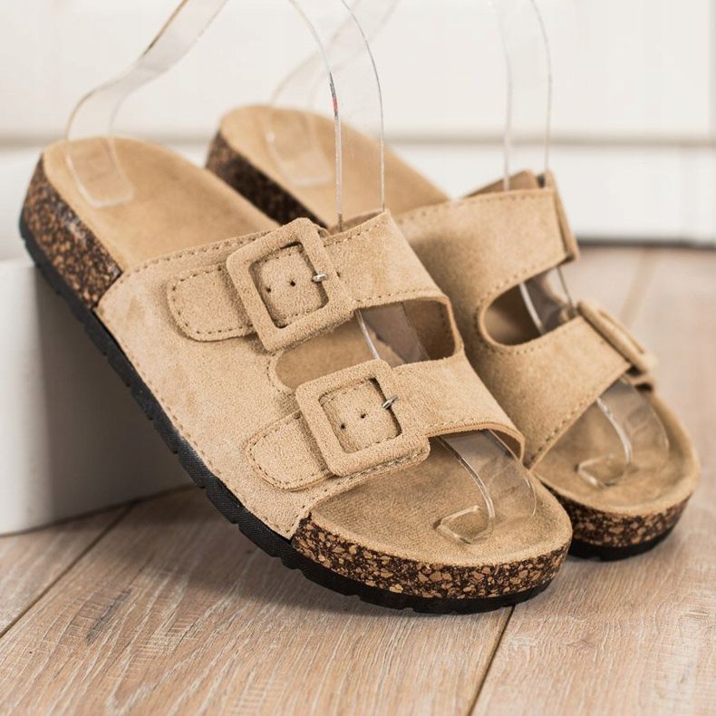 SHELOVET Comode Pantofole Con Fibbie beige 2