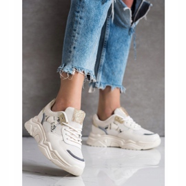 SHELOVET Sneakers Beige Con Glitter 1
