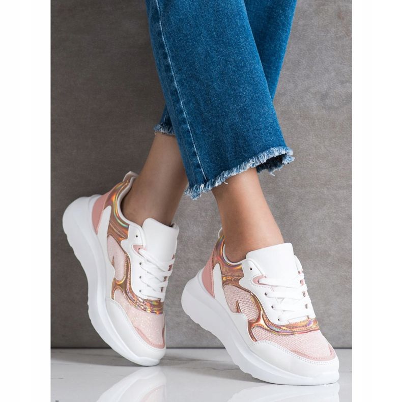 Sweet Shoes Sneakers Con Glitter bianca rosa 2