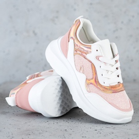 Sweet Shoes Sneakers Con Glitter bianco rosa 1