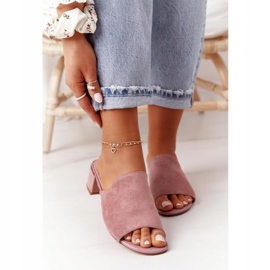 Ciabatte In Pelle Scamosciata Sul Tacco Sergio Leone KL313 Rosa 1