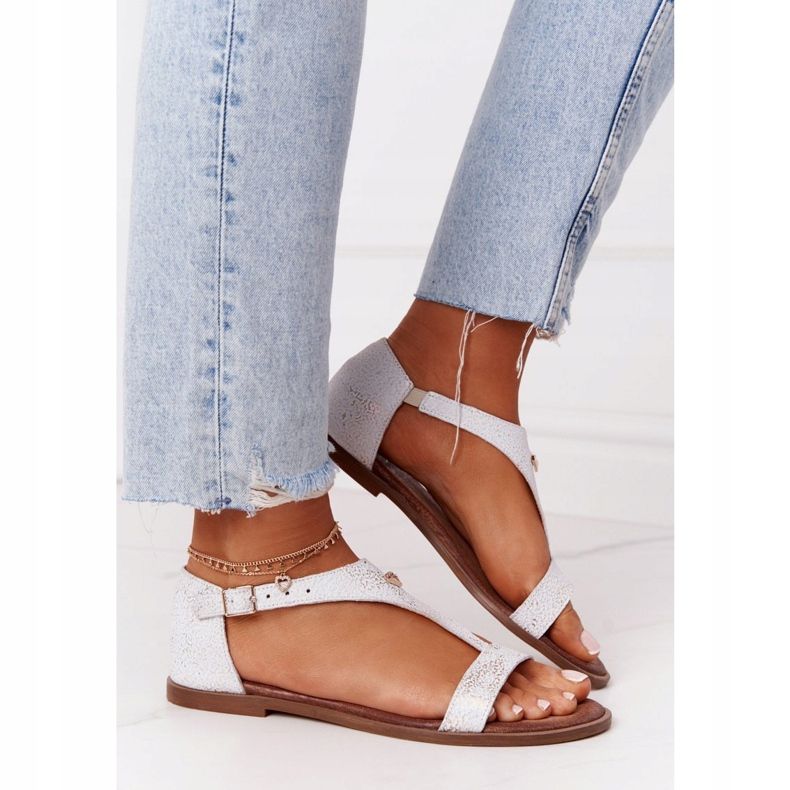 Sandali in pelle da donna Nicole 2648 White Metallic bianca multicolore 2