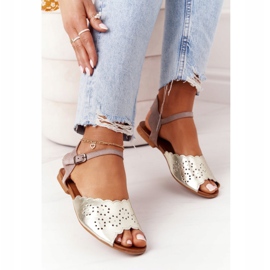 Sandali in Pelle Maciejka 05199-04 Beige e Oro d'oro 2