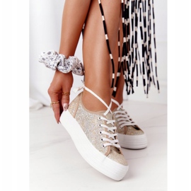 S.Barski Sneakers Glitter Sulla Piattaforma Golden Luna d'oro 1