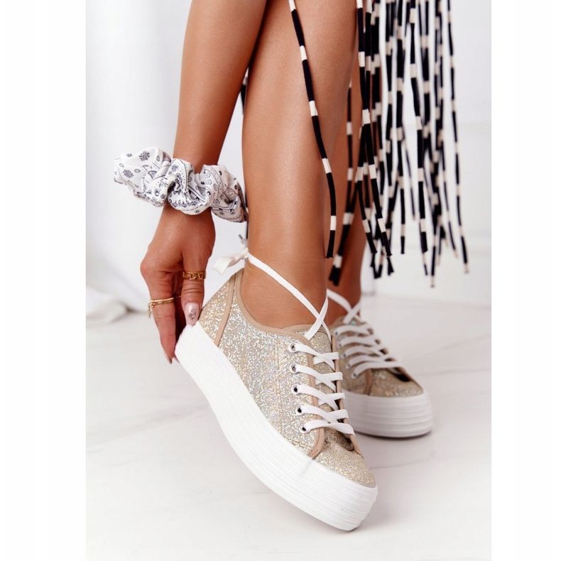 S.Barski Sneakers Glitter Sulla Piattaforma Golden Luna d'oro 1