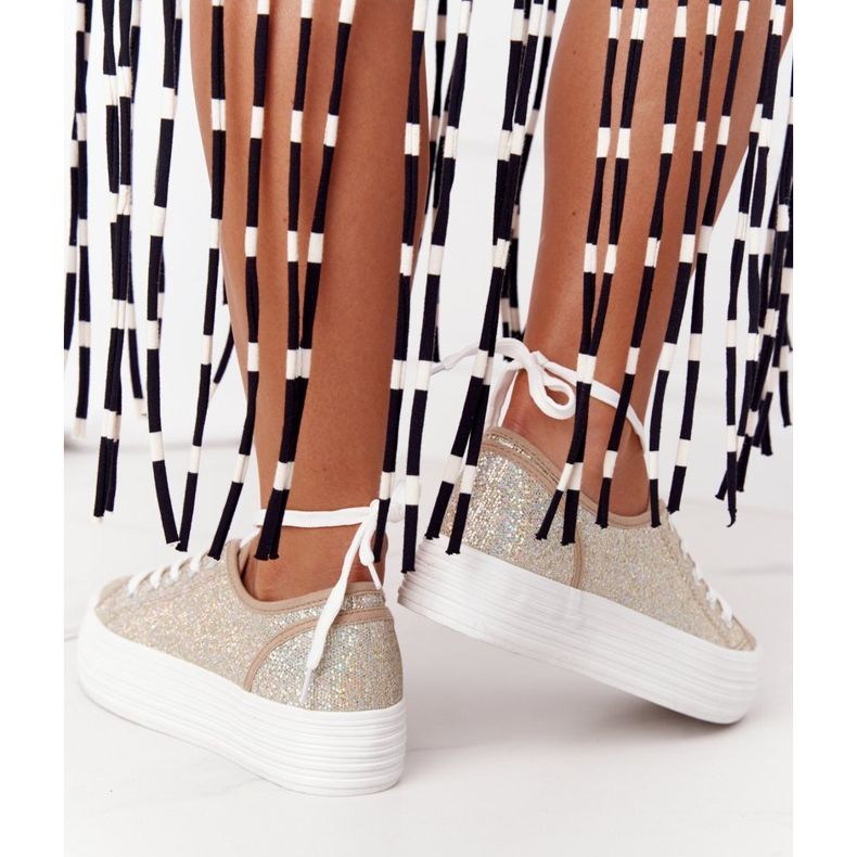 S.Barski Sneakers Glitter Sulla Piattaforma Golden Luna d'oro 2