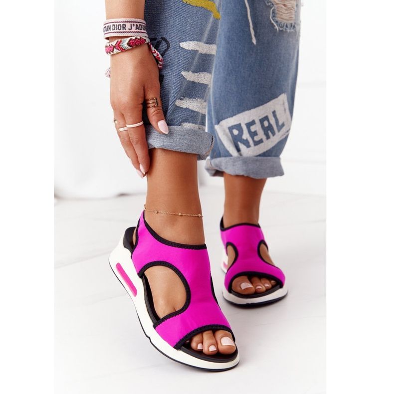 S.Barski Sandali Slip-On Su Zeppa Fucsia Zoey nero rosa 2