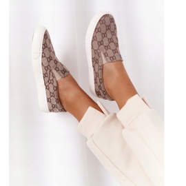 Sneakers da donna con logo Slip-On Khaki Challenge marrone 1