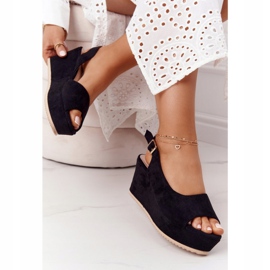 Sandali con zeppa in pelle scamosciata Neri Party Time nero 1