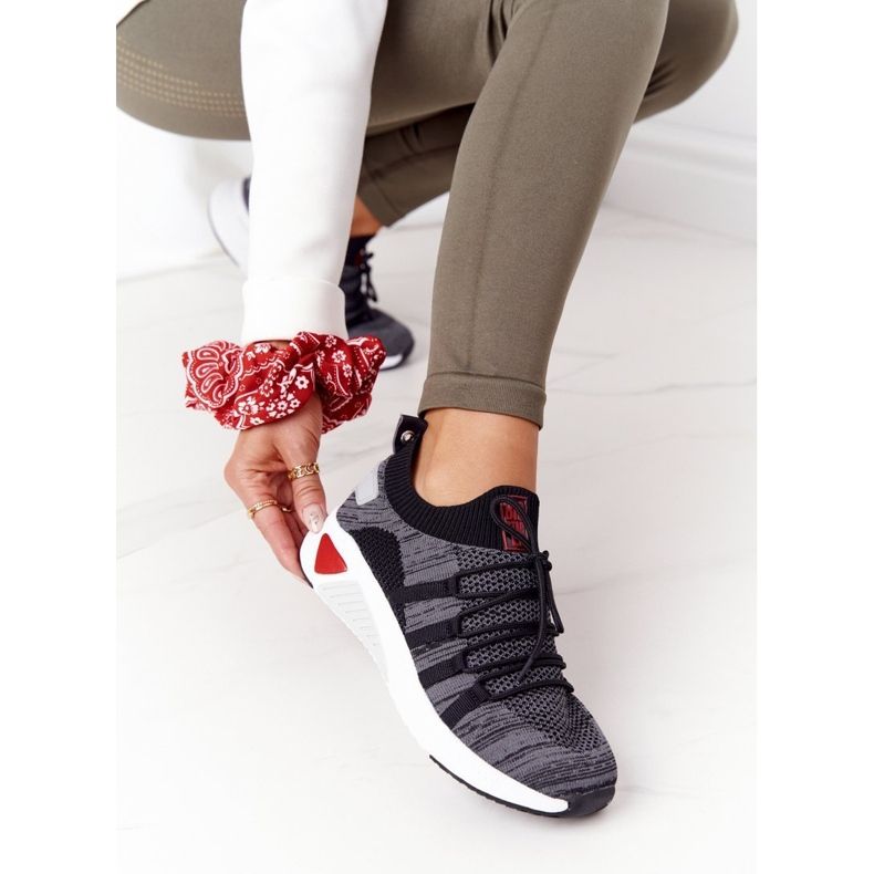 Scarpe sportive da donna Memory Foam Big Star HH274532 Grigio scuro bianco 2