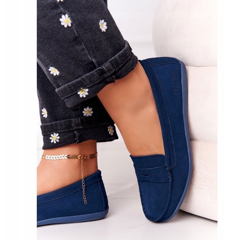 Mocassini da donna in pelle scamosciata Big Star HH274663 Navy Blue blu navy 2