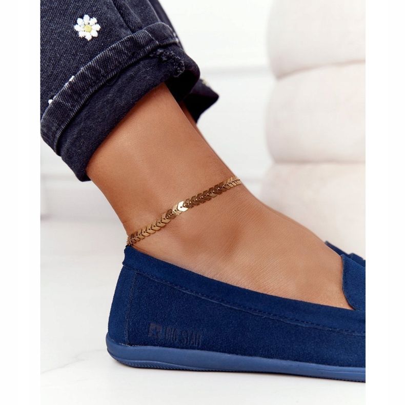 Mocassini da donna in pelle scamosciata Big Star HH274663 Navy Blue blu navy 1