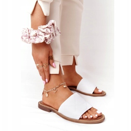 Ciabatte In Pelle Con Trapunta Nicole 2650 Bianco 1
