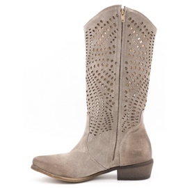 Exousite Stivali da donna in pelle traforata 1229 grigio 1
