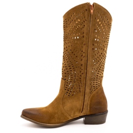 Exousite Stivali da donna in pelle traforata 1229 marrone cognac 1