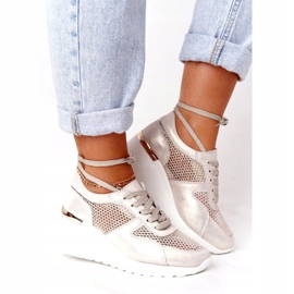 Sneakers Con Zeppa In Pelle Con Rete S.Barski Golden beige d'oro 4