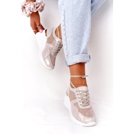 Sneakers Con Zeppa In Pelle Con Rete S.Barski Golden beige d'oro 3