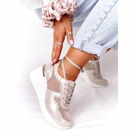 Sneakers Con Zeppa In Pelle Con Rete S.Barski Golden beige d'oro 1