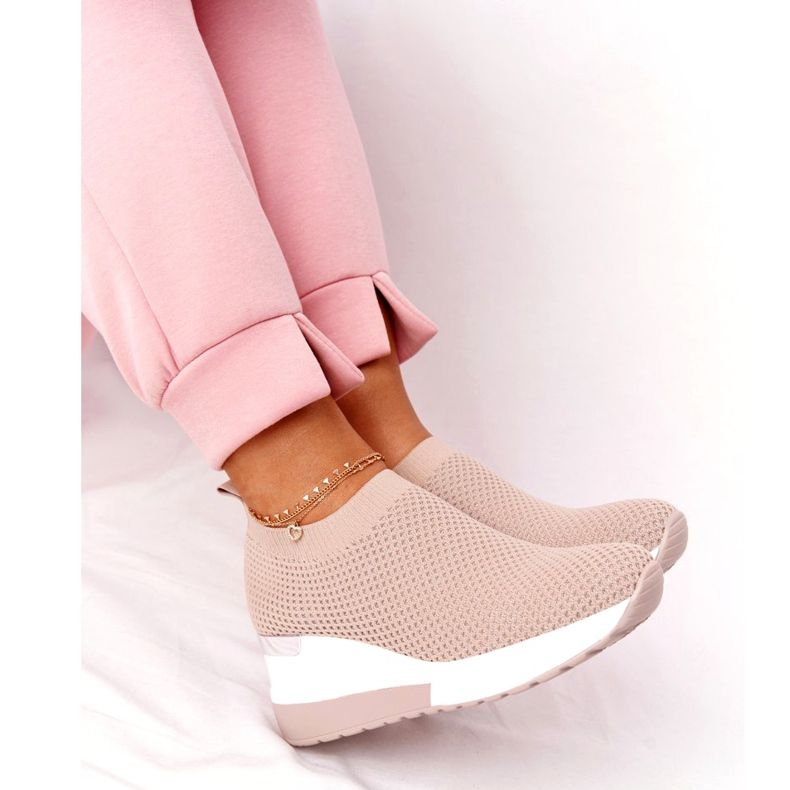 Sneakers Traforate Slip-On On Zeppa Beige HO248 Harmony 5