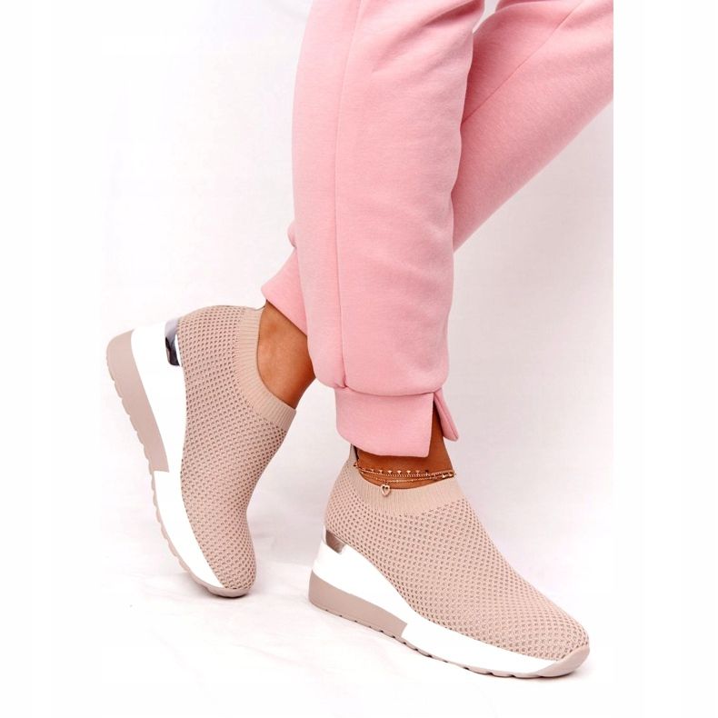 Sneakers Traforate Slip-On On Zeppa Beige HO248 Harmony 3