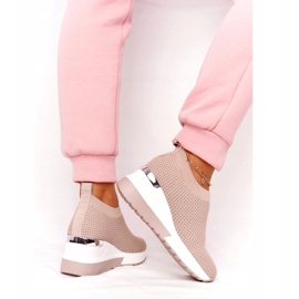 Sneakers Traforate Slip-On On Zeppa Beige HO248 Harmony 4