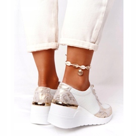 Sneakers In Pelle Con Zeppa S.Barski 82105 Bianco-Oro beige bianca d'oro 1