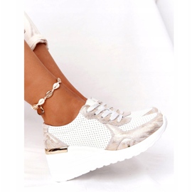 Sneakers In Pelle Con Zeppa S.Barski 82105 Bianco-Oro beige d'oro 2