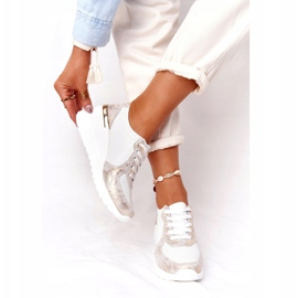Sneakers In Pelle Con Zeppa S.Barski 82105 Bianco-Oro beige bianca d'oro 4