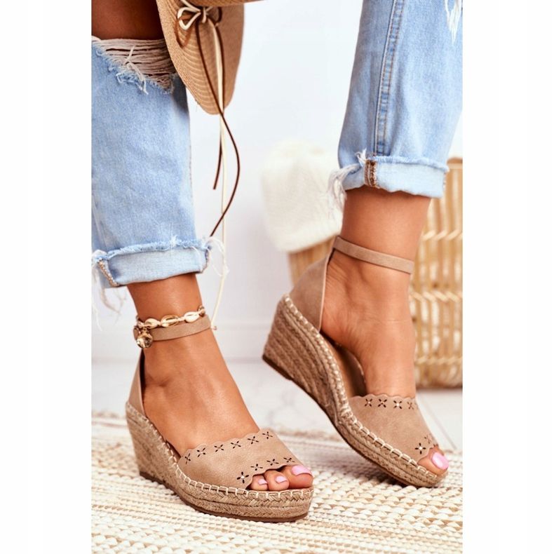 EVE Sandali da donna su espadrillas con zeppa Beige 9SD98- 0953 Sagittario 1